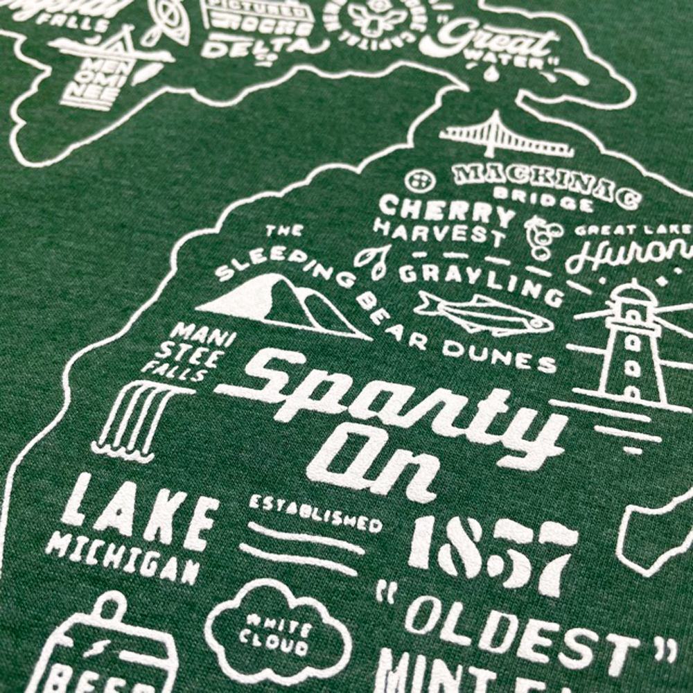 Ladies Relaxed V-neck Michigan Places - Deep Green