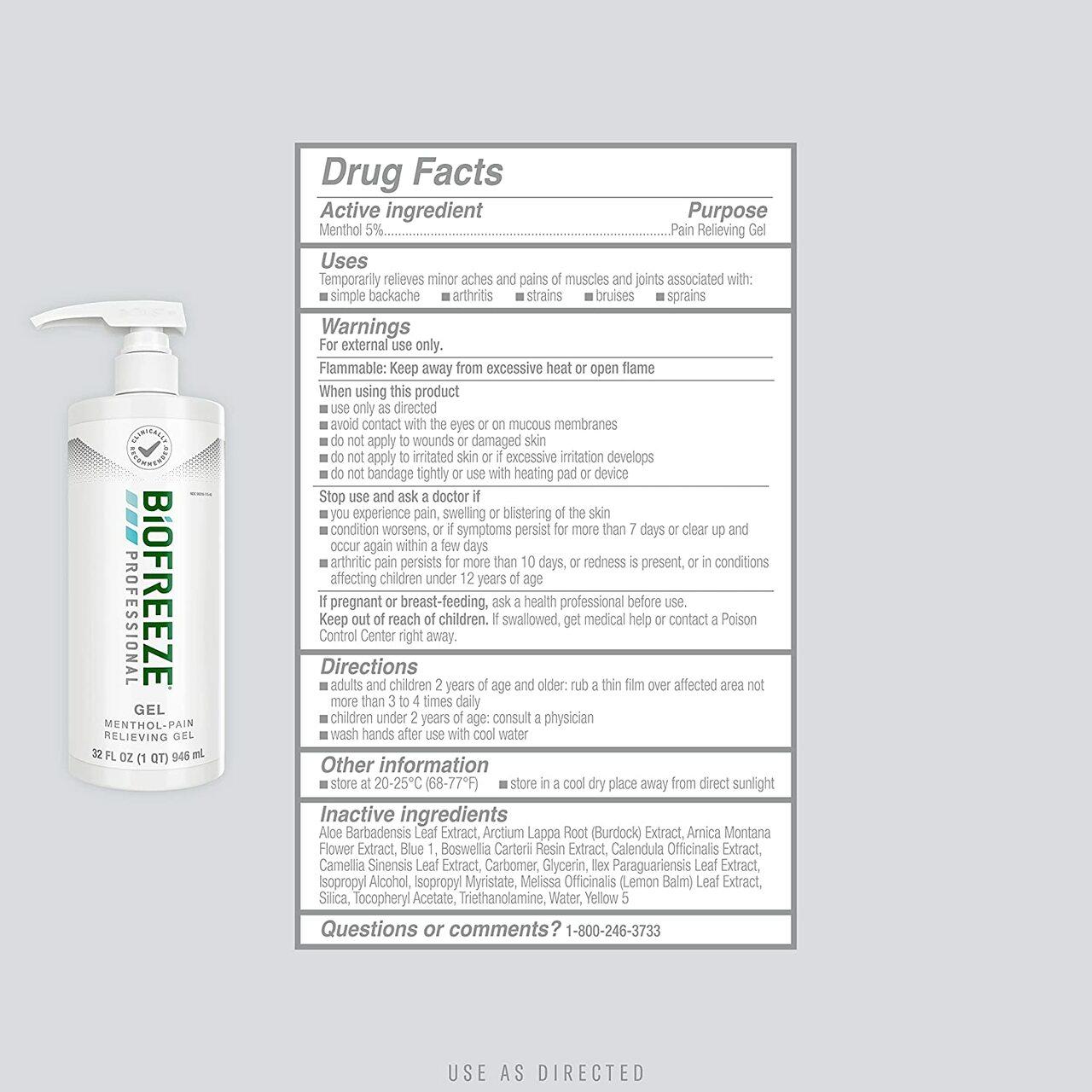 Biofreeze Professional Pain Relief Gel, 32 oz Pump
