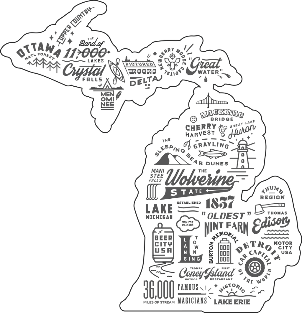 Ladies Relaxed V-Neck Michigan Places - Deep Navy