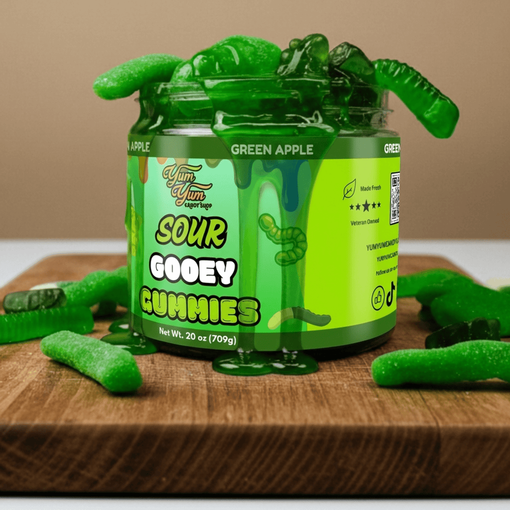 Sour Gooey Gummies – Blue Raspberry, Wild Cherry & Green Apple Candy | Yum Yum Candy Shop